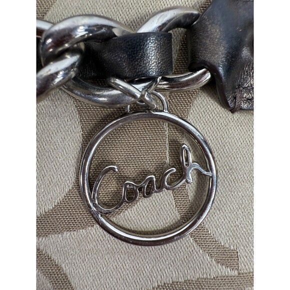 COACH F19730 Signature Chain Brown Beige Convertible Crossbody Shoulder bag - Picture 8 of 16